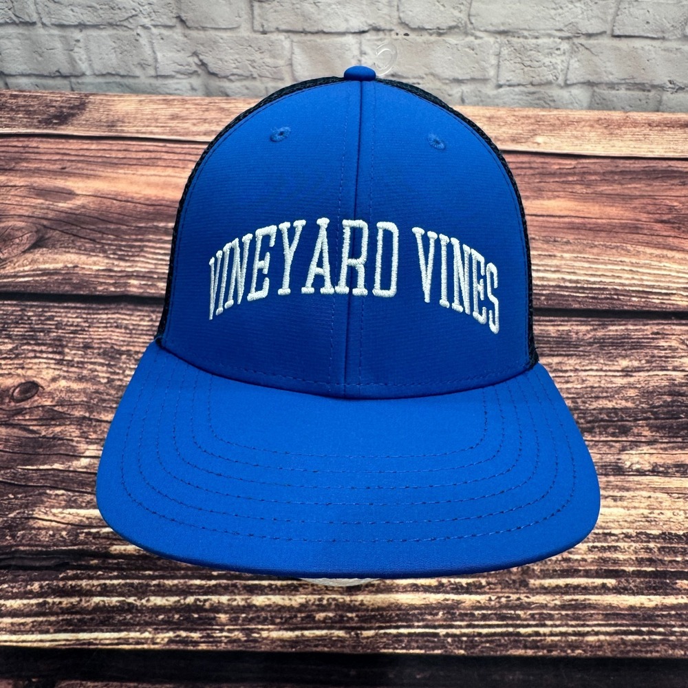 NWT Vineyard Vines Blank Performance Trucker Snapback Hat Royal Blue Beach Prep